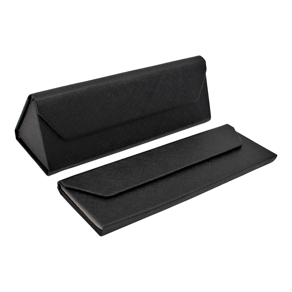 Small Black Solid Color Glasses Case - Vegan Leather Magic Folding Hardcase