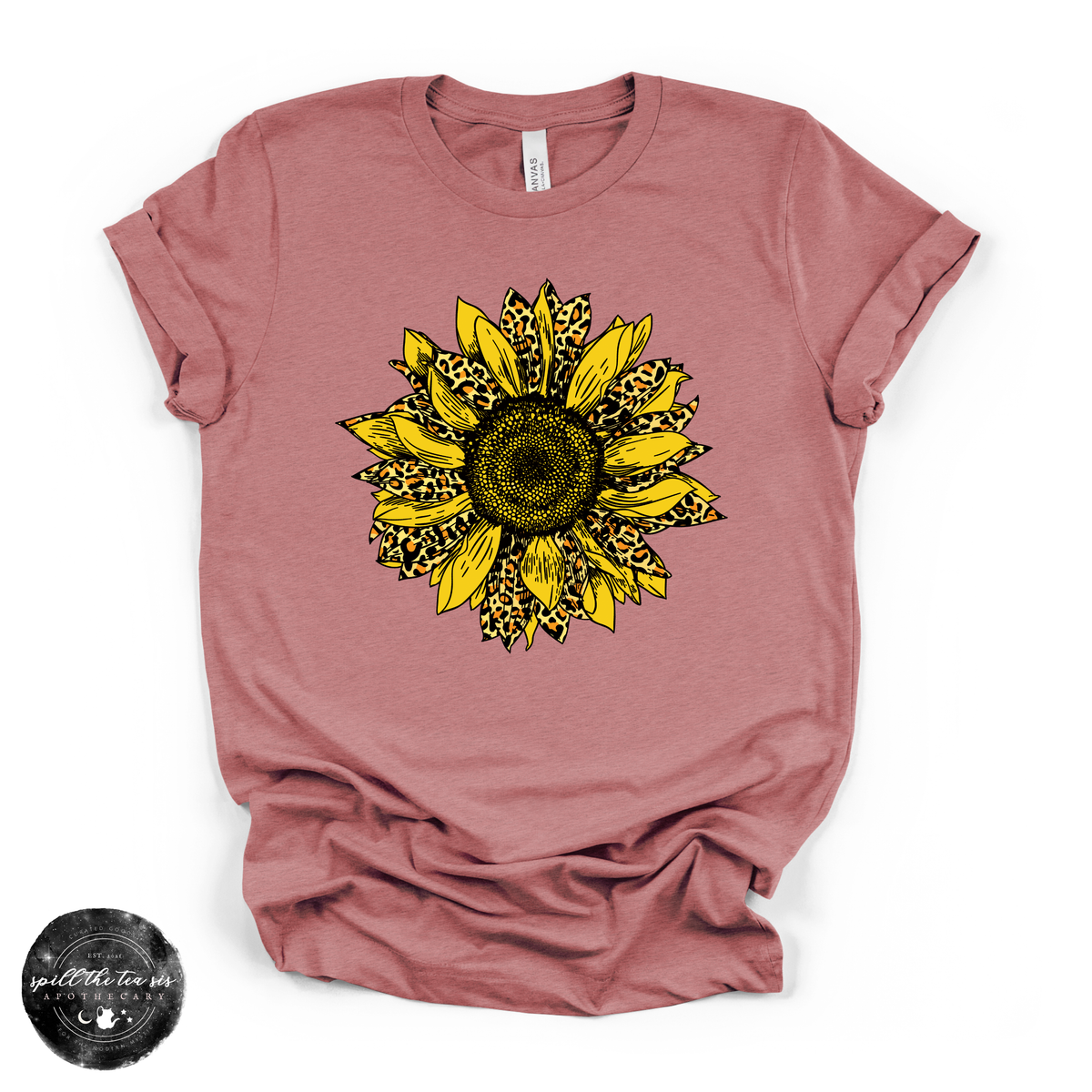 Cheetah Sunflower Tee | Boho Floral Leopard Print Graphic T-Shirt