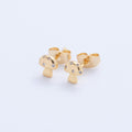 18K Gold Filled Micro Paved CZ Mini Mushroom Stud Earrings | AI381