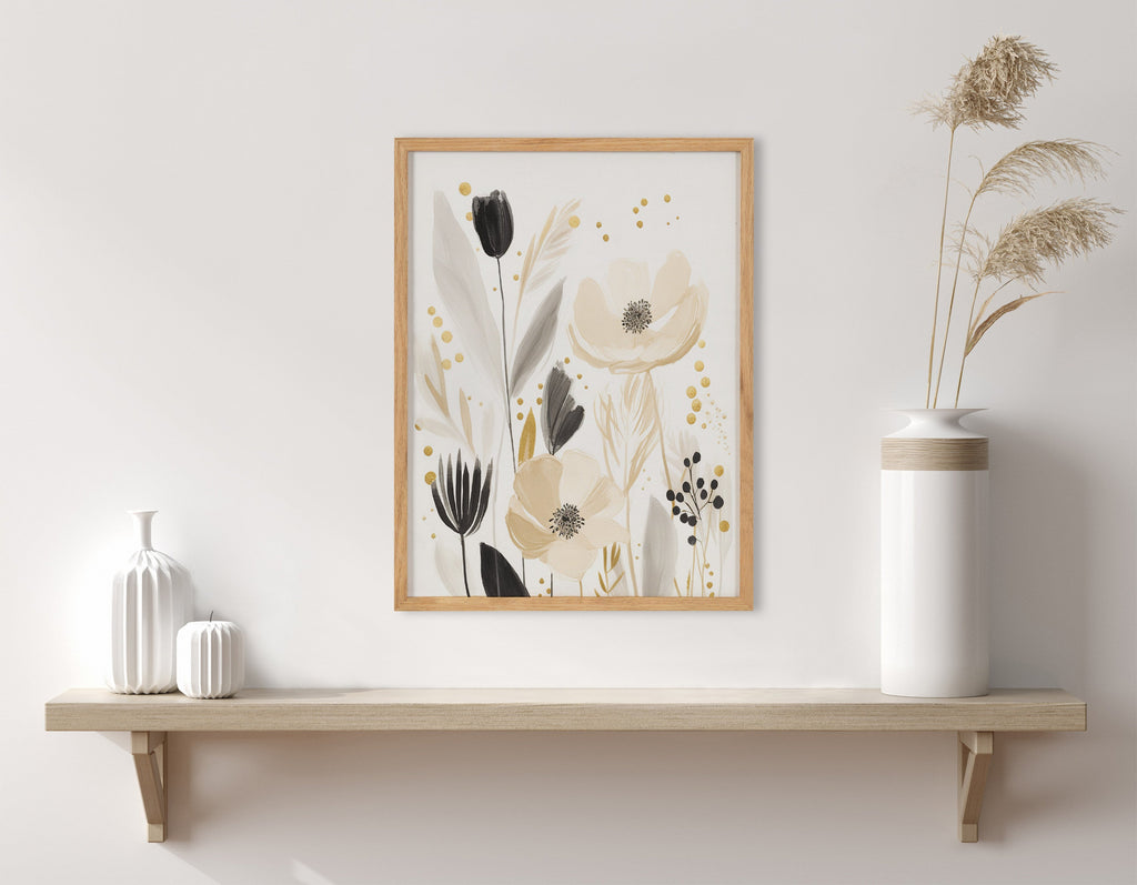 Gallery Modern Muted Cottage Floral Abstract Print by The Creative Bunch Studio