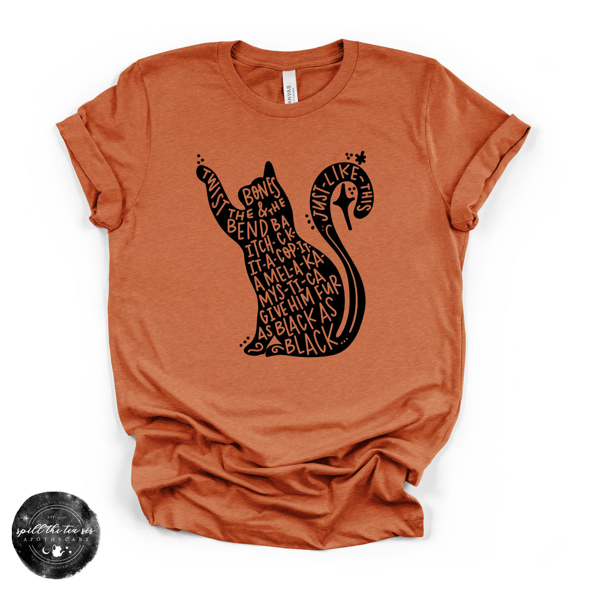 Black Cat Spell Hocus Pocus Tee | Witchy Cat Graphic T-Shirt