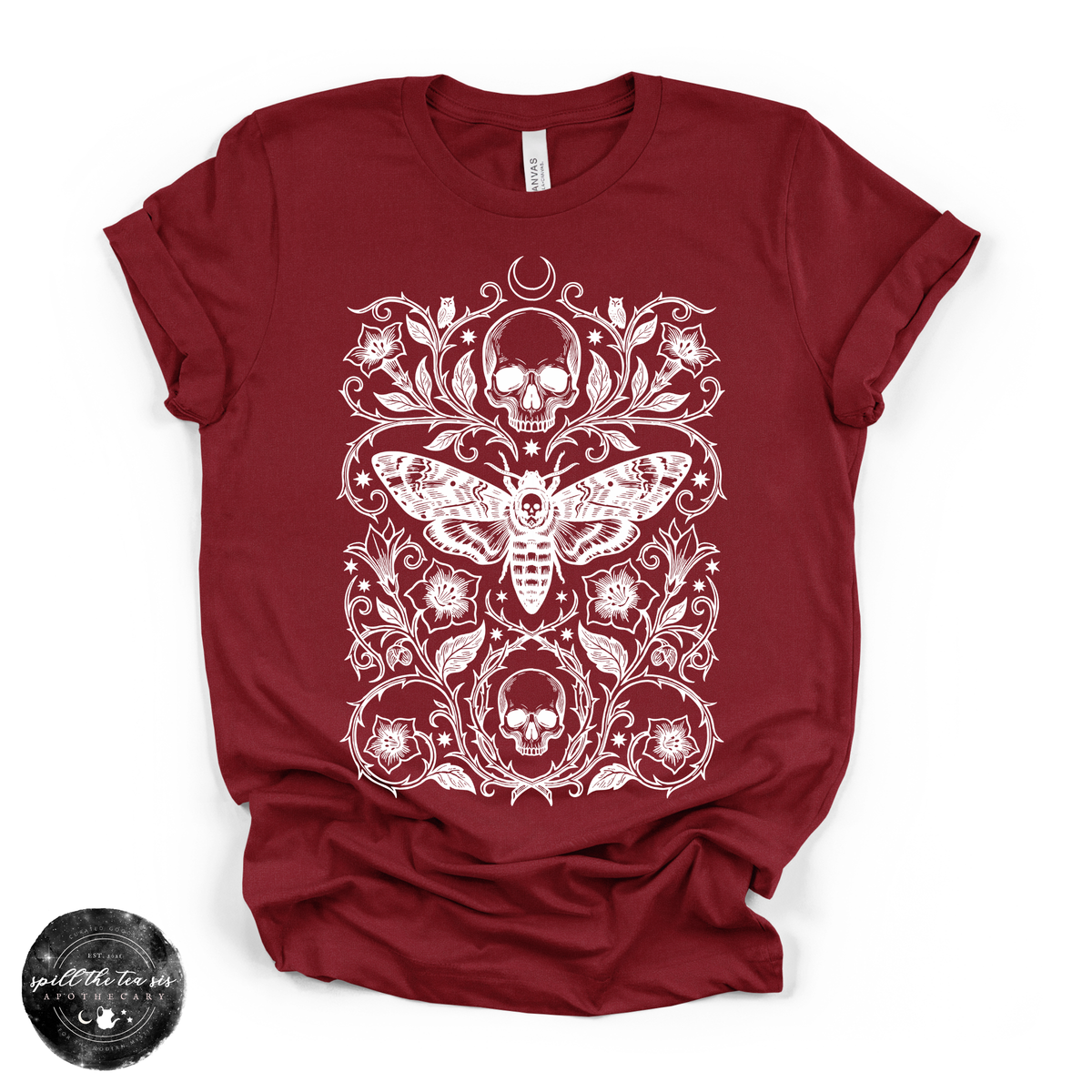 Skull Moth Tee | Gothic Death's Head Moth Graphic T-Shirt {WHITE DESIGN}