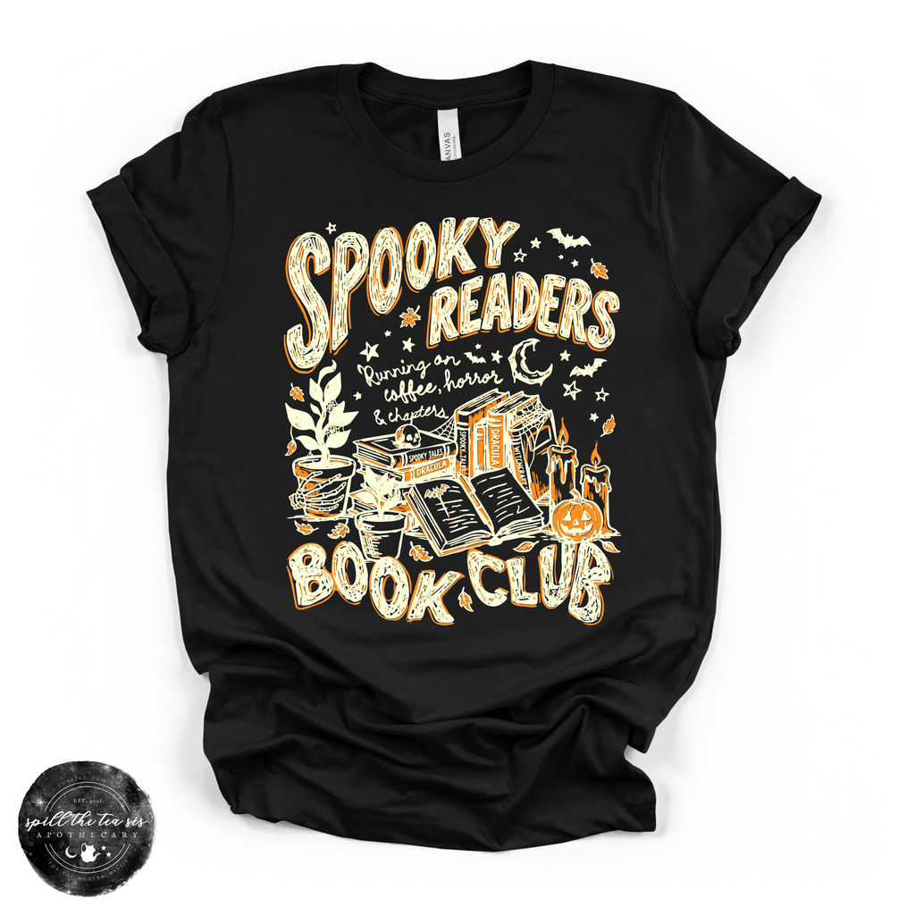 Spooky Readers Book Club Tee | Book Lover  Graphic T-Shirt {WHITE DESIGN}