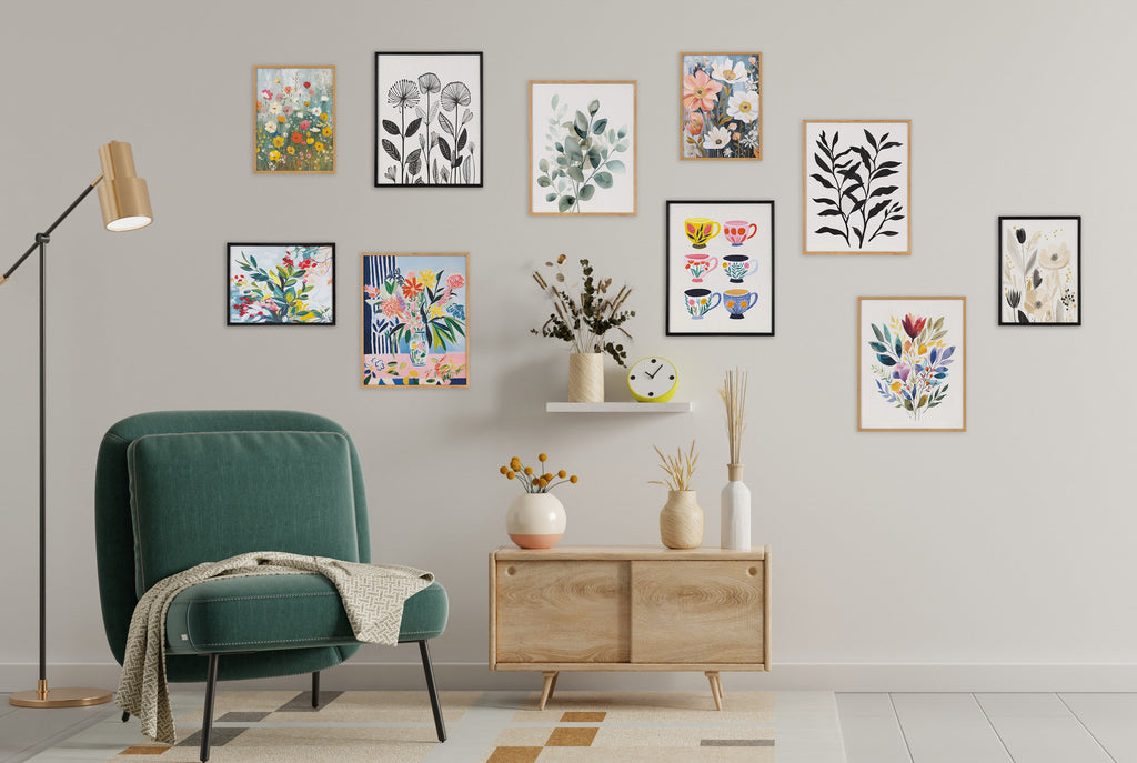 Gallery Modern Muted Cottage Floral Abstract Print by The Creative Bunch Studio
