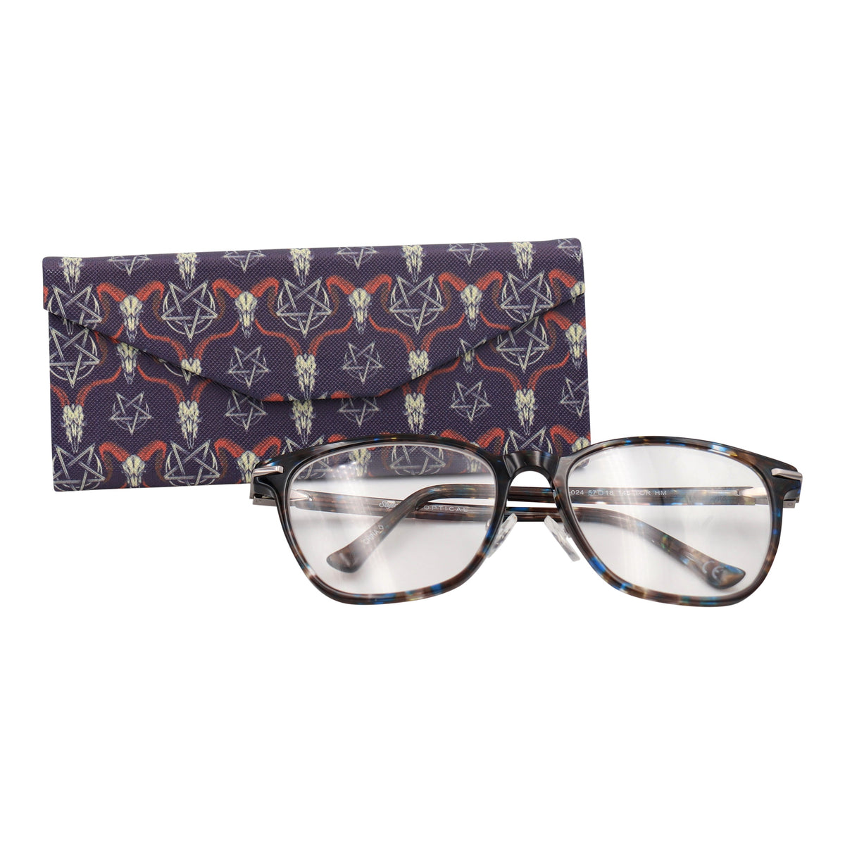 Baphomet Print Glasses Case - Vegan Leather Magic Folding Hardcase