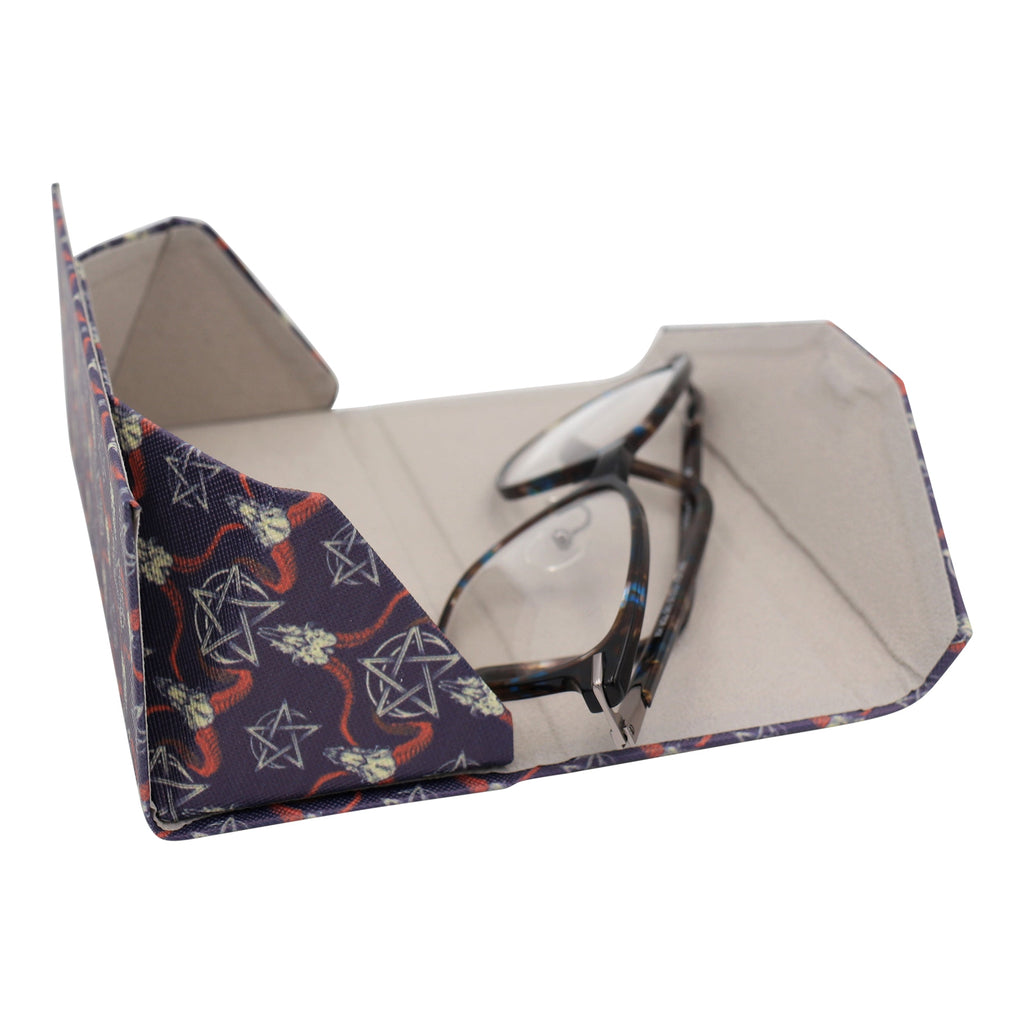 Baphomet Print Glasses Case - Vegan Leather Magic Folding Hardcase
