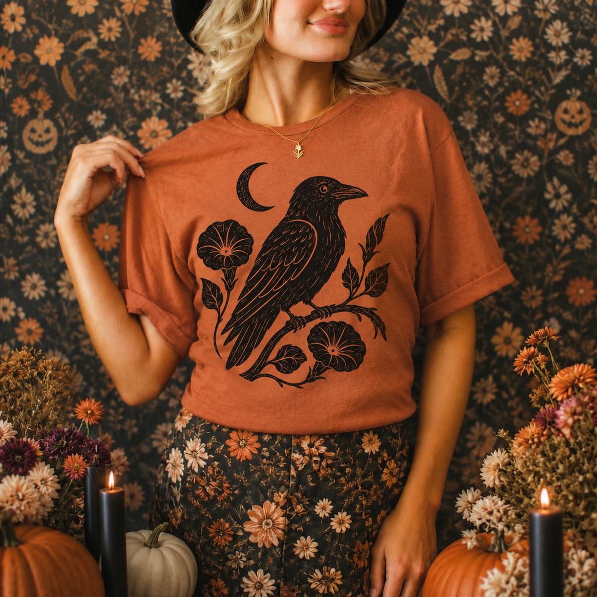 Crow Silhouette Tee | Gothic Nature Bird Graphic T-Shirt