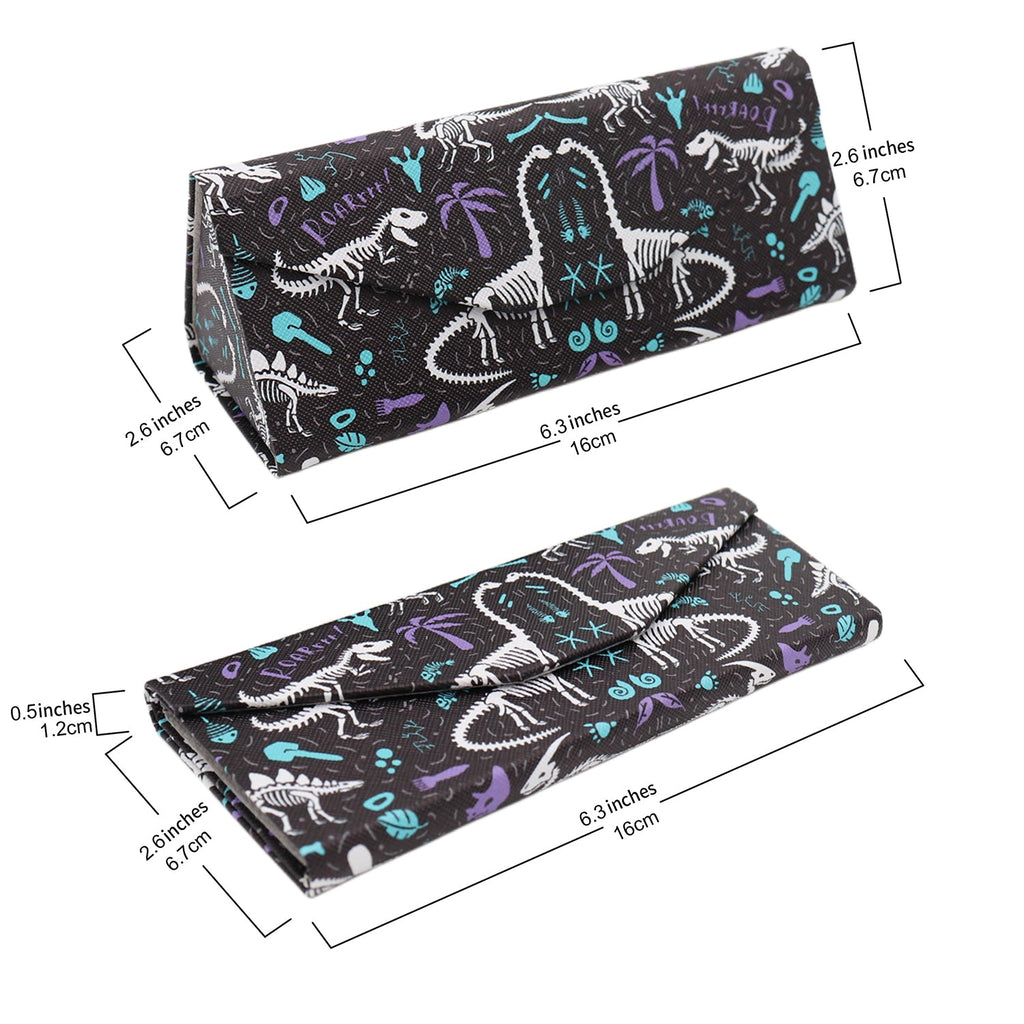Dinosaur Fossils Print Glasses Case - Vegan Leather Magic Folding Hard Case