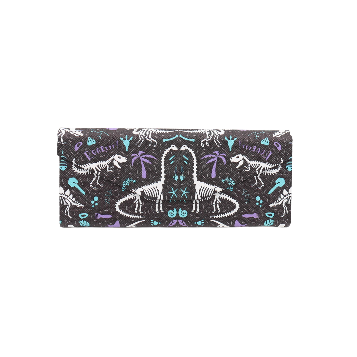 Dinosaur Fossils Print Glasses Case - Vegan Leather Magic Folding Hard Case