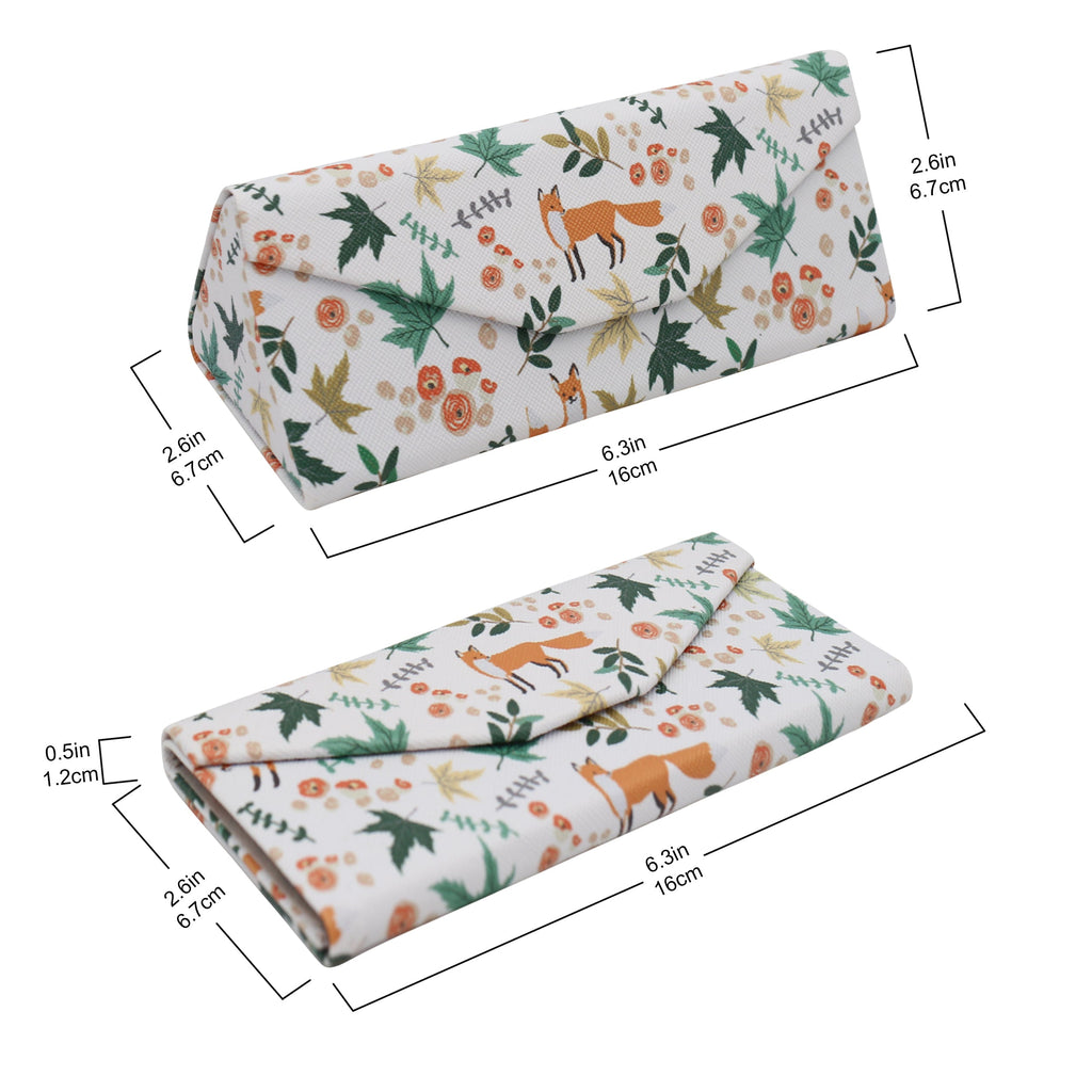 Fox Print Glasses Case - Vegan Leather Magic Folding Hardcase