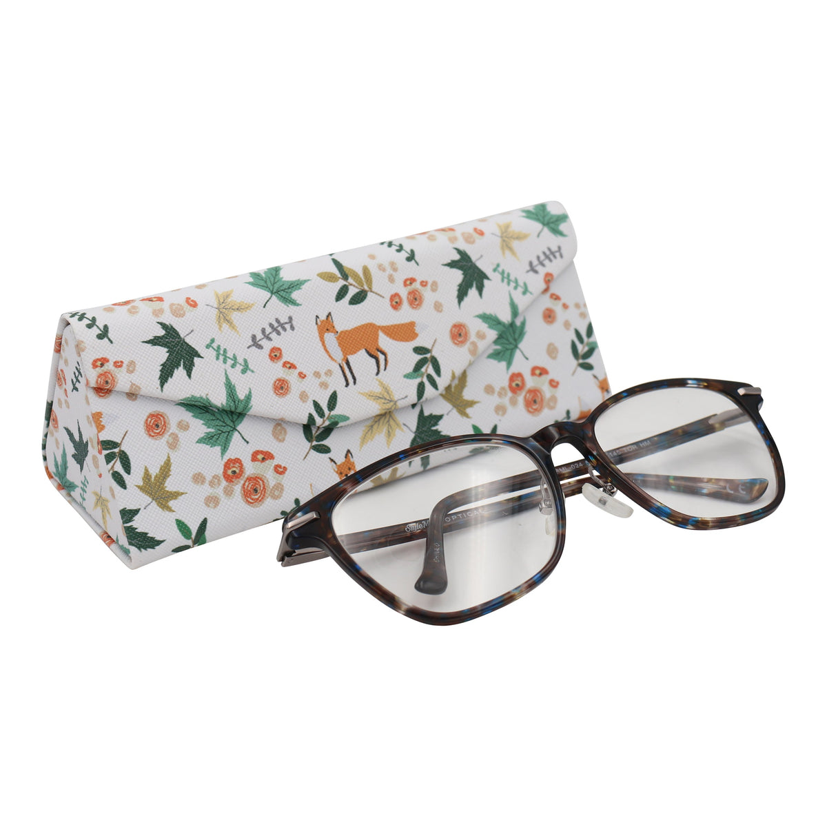 Fox Print Glasses Case - Vegan Leather Magic Folding Hardcase