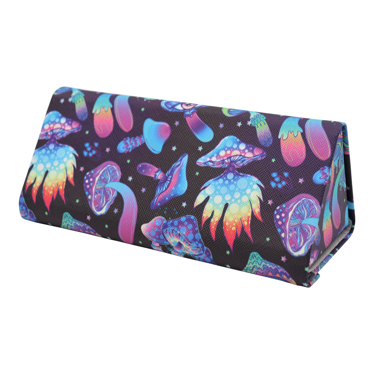 Mushroom Print Glasses Case - Vegan Leather Magic Folding Hardcase