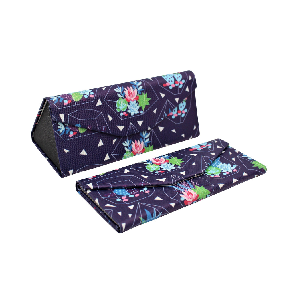 Succulent Terrarium Print Glasses Case - Vegan Leather Magic Folding Hardcase