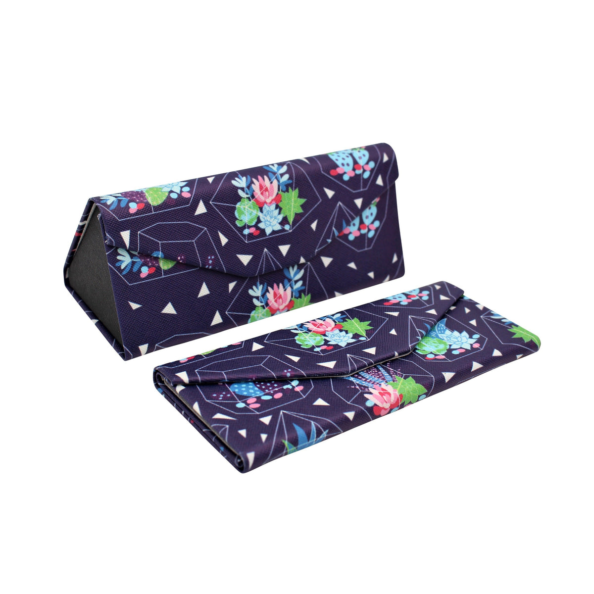 Succulent Terrarium Print Glasses Case - Vegan Leather Magic Folding Hardcase