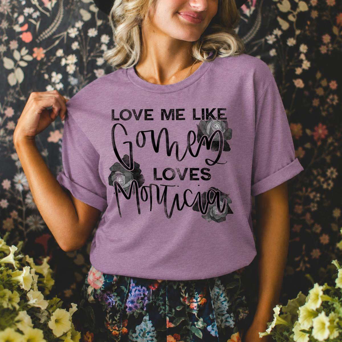 Love Me Like Gomez Loves Morticia Tee | Gothic Romance Graphic T-Shirt