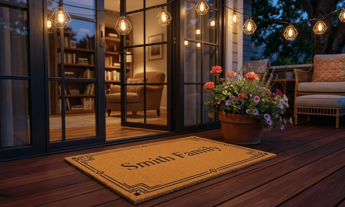 Modern Luxe Border Personalized Coir Mat