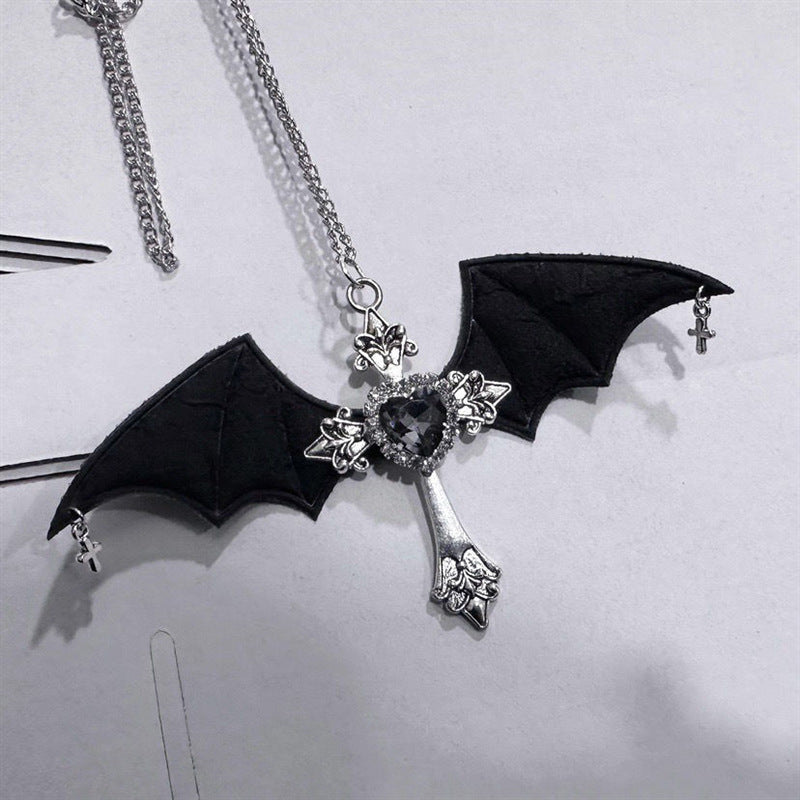 Gothic Bat Wings Cross Love Large Necklaces