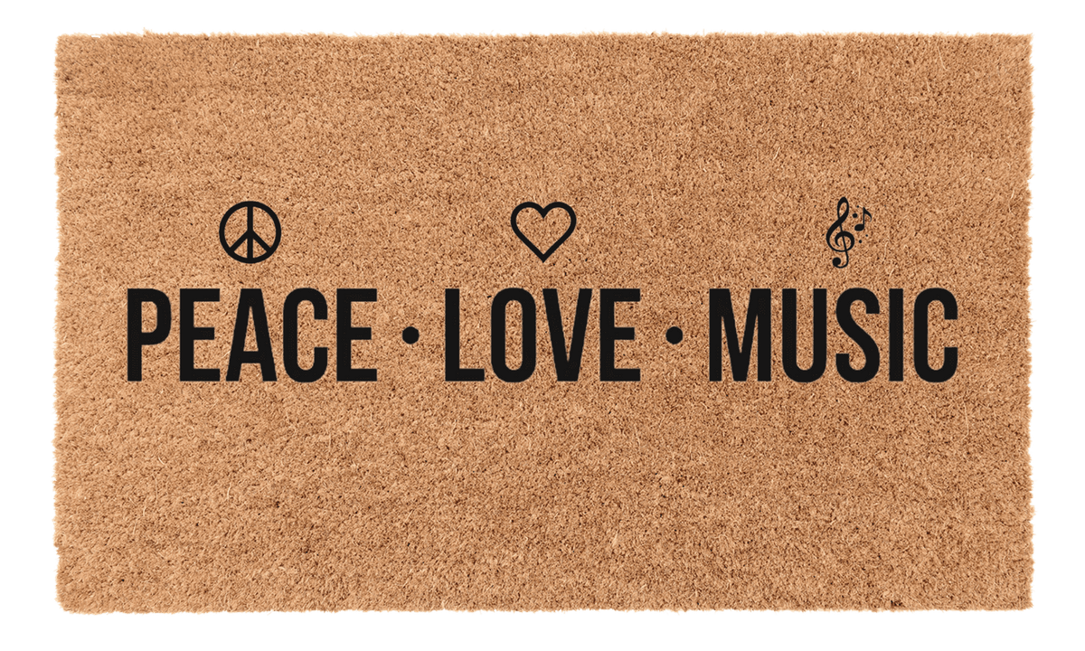 Peace Love Music Coir Mat