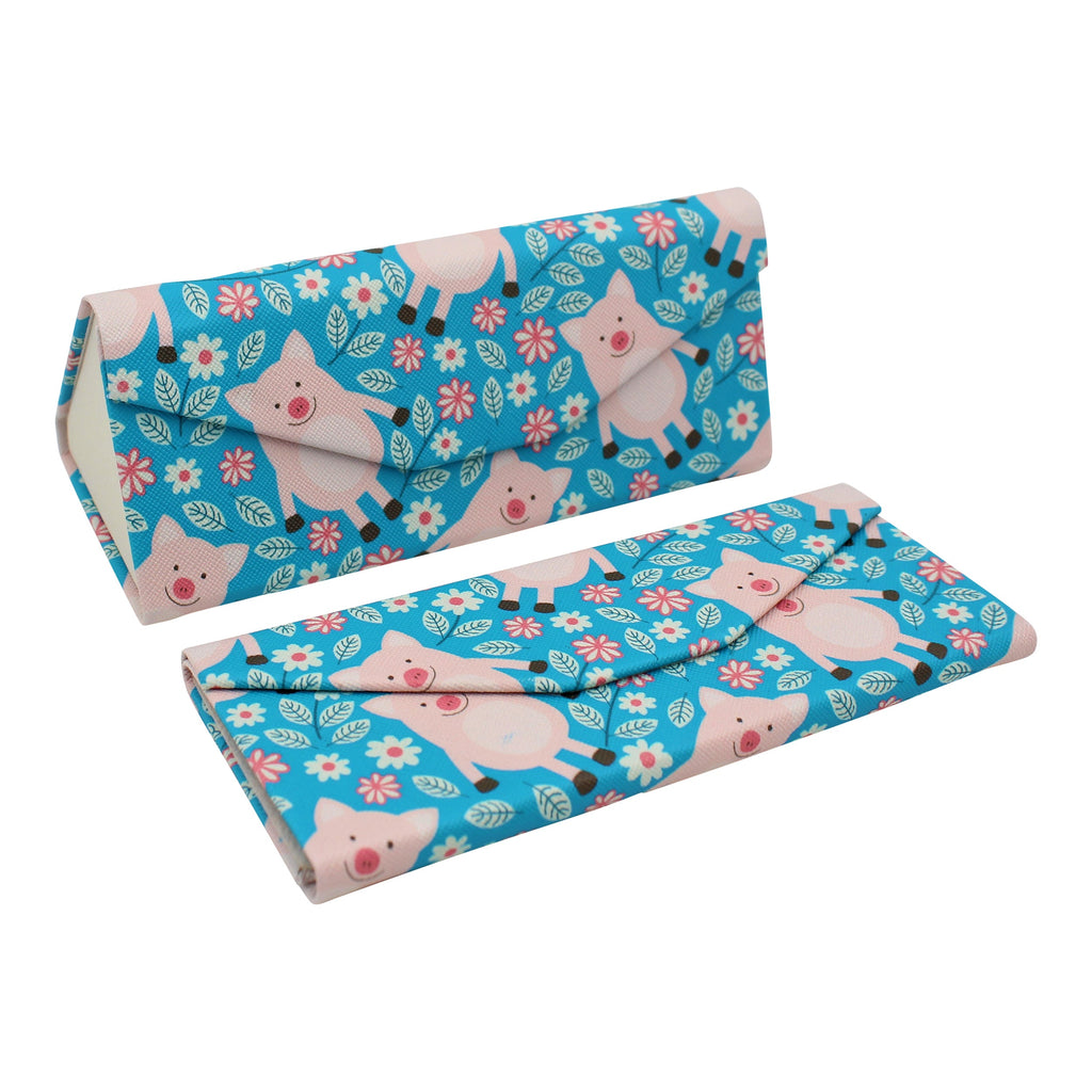 Pig Print Glasses Case - Vegan Leather Magic Folding Hardcase