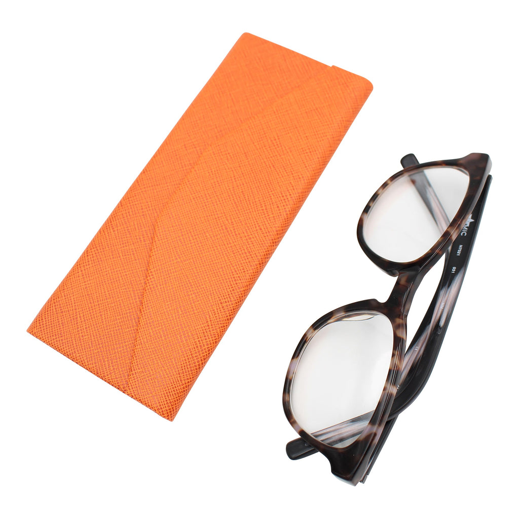 Orange Solid Color Glasses Case - Vegan Leather Magic Folding Hardcase