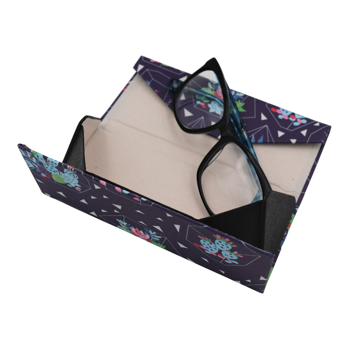 Succulent Terrarium Print Glasses Case - Vegan Leather Magic Folding Hardcase