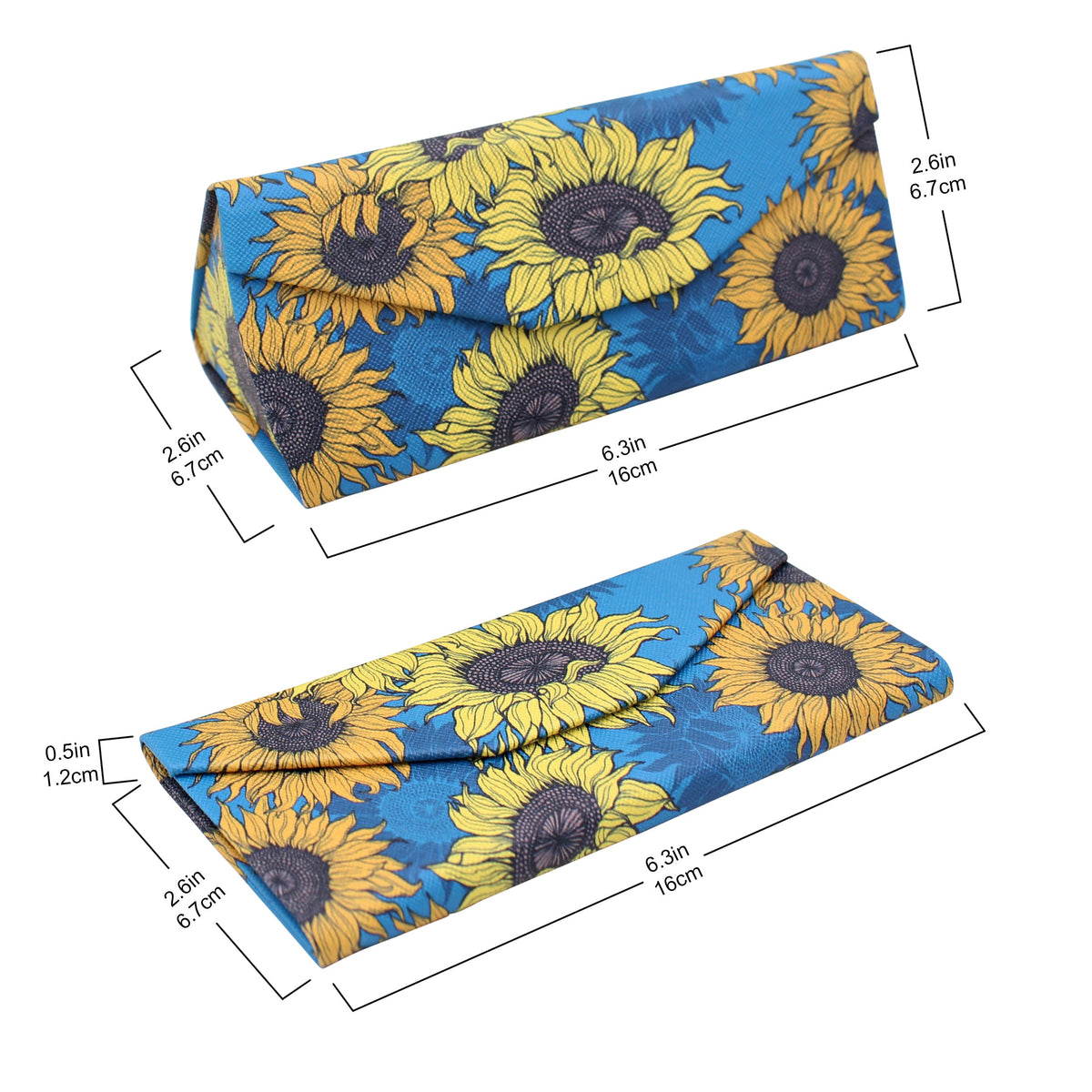 Sunflowers Print Glasses Case - Vegan Leather Magic Folding Hardcase