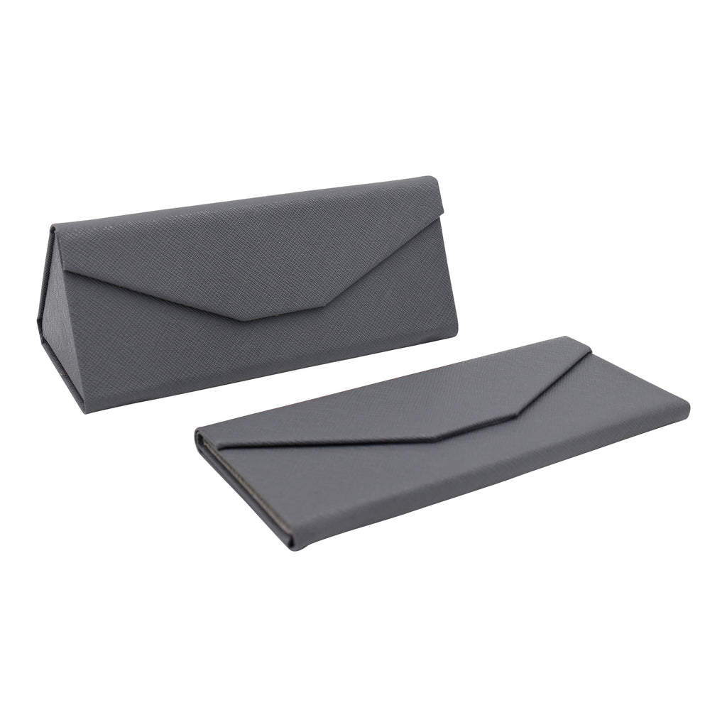 Grey Solid Color Glasses Case - Vegan Leather Magic Folding Hardcase