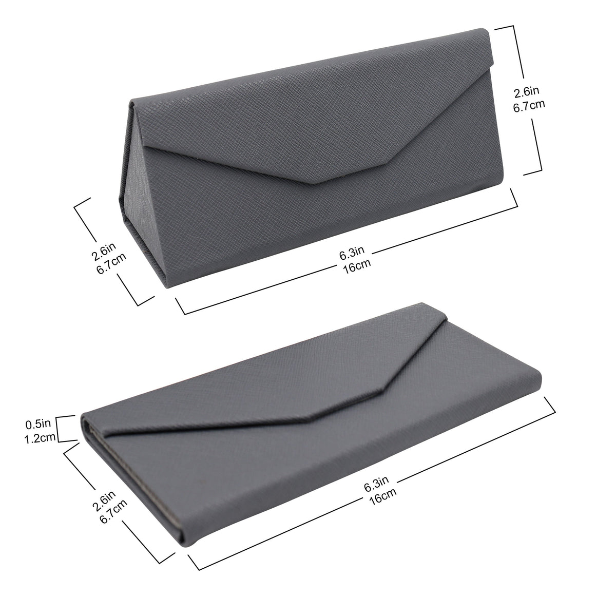 Grey Solid Color Glasses Case - Vegan Leather Magic Folding Hardcase