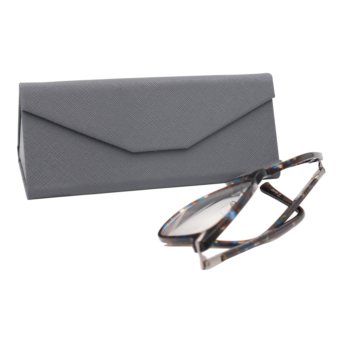Grey Solid Color Glasses Case - Vegan Leather Magic Folding Hardcase