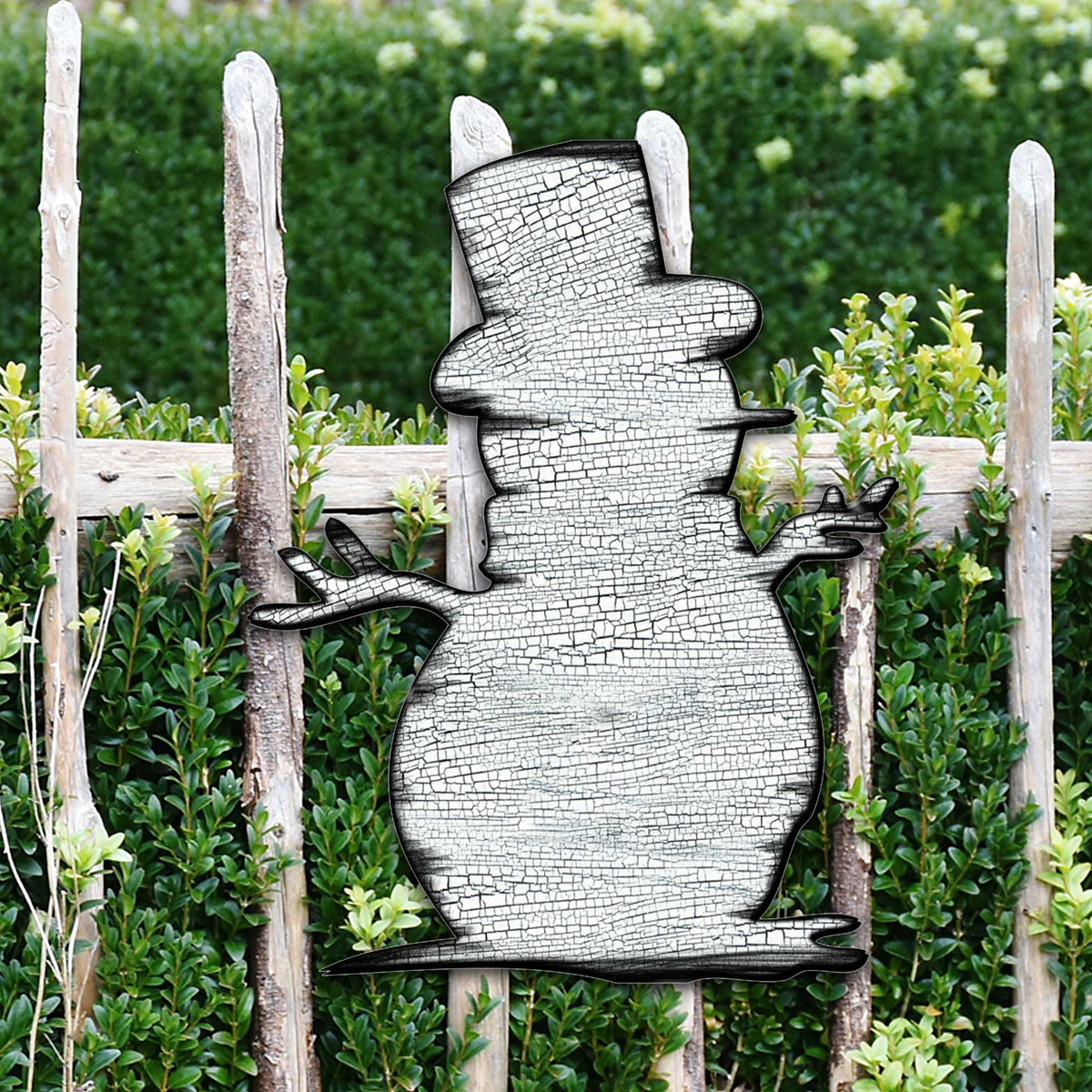 Rustic Happy Snowman Door Decor - Christmas Santa Snowman Decor - 8198801H