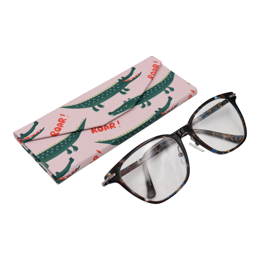 Crocodile Print Glasses Case - Vegan Leather Magic Folding Hardcase