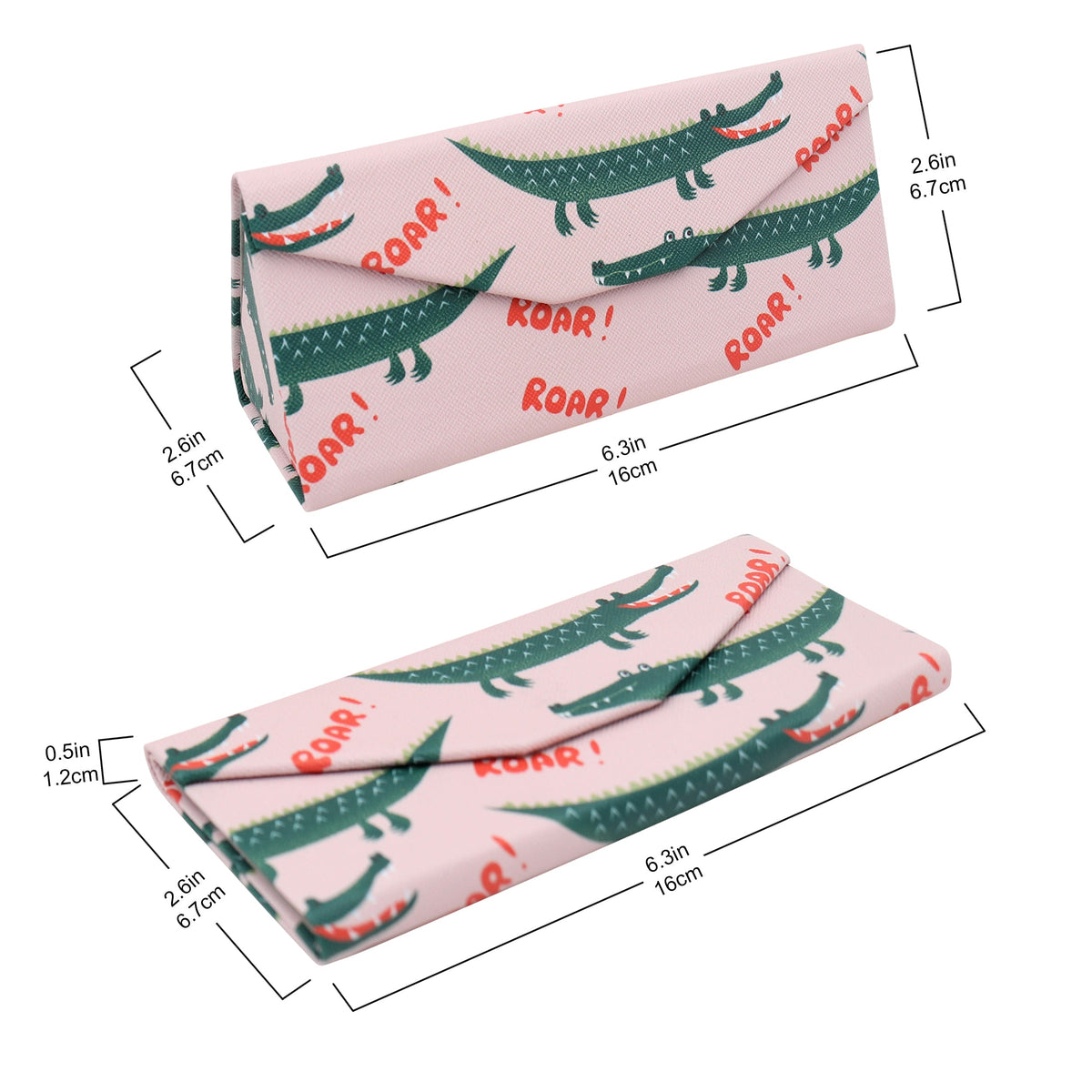 Crocodile Print Glasses Case - Vegan Leather Magic Folding Hardcase
