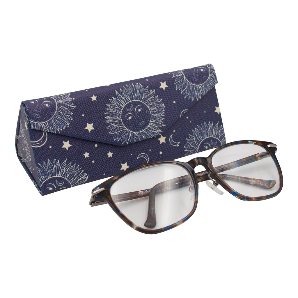 Sun, Moon & Stars Print Glasses Case - Vegan Leather Magic Folding Hardcase