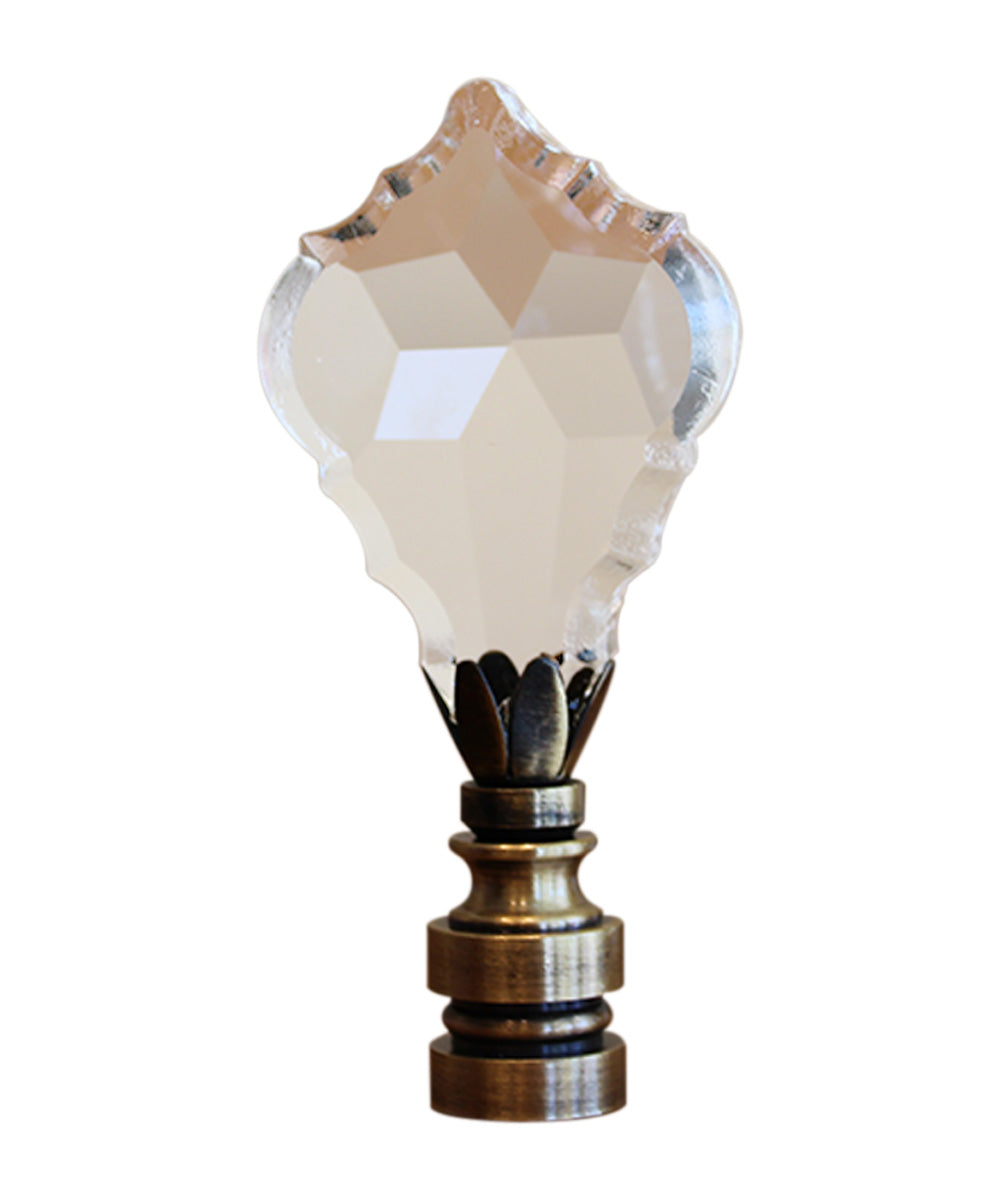 2.75"H Swarovski Crystal Gothic Cross Antique Brass Base Lamp Finial