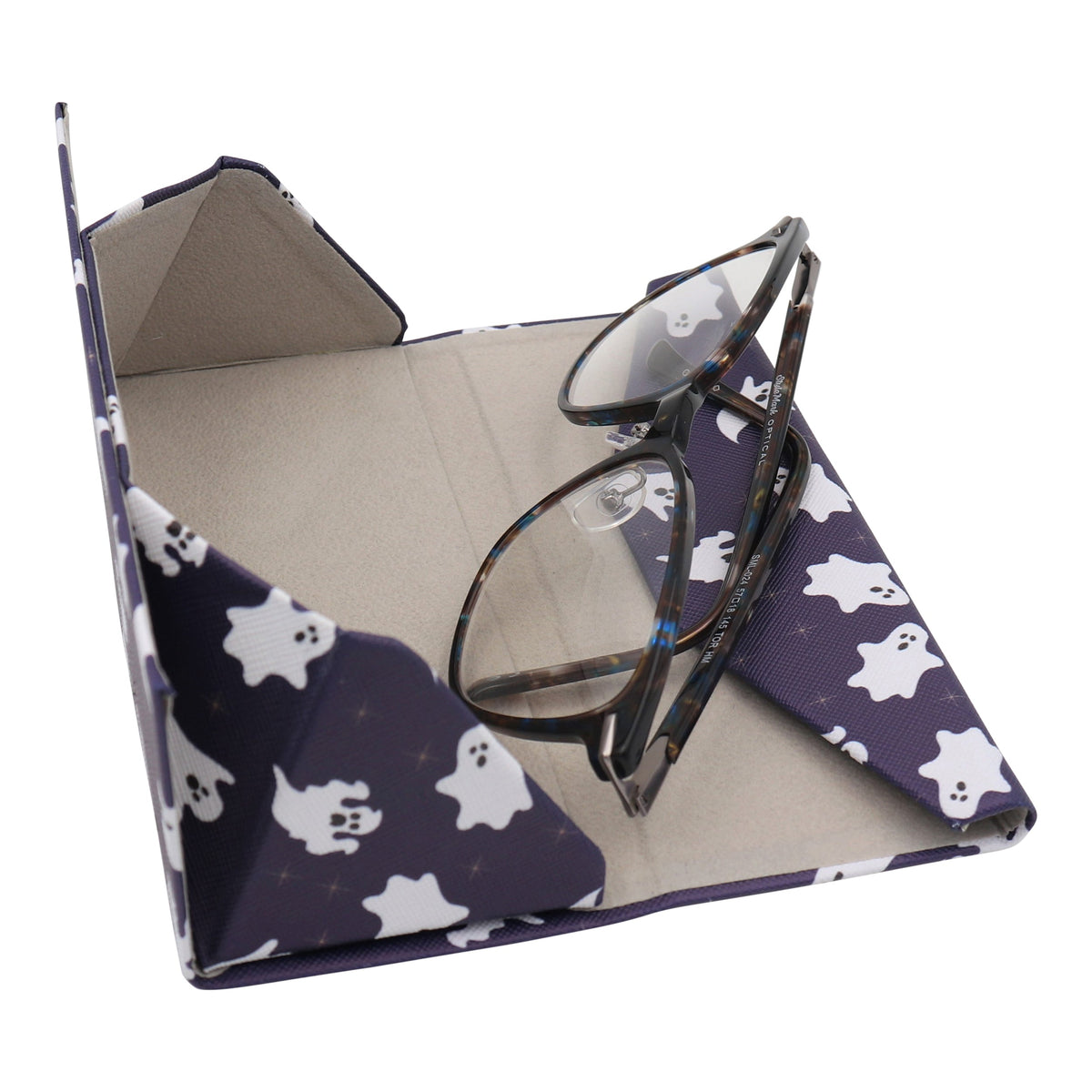 Ghost Print Glasses Case - Vegan Leather Magic Folding Hardcase