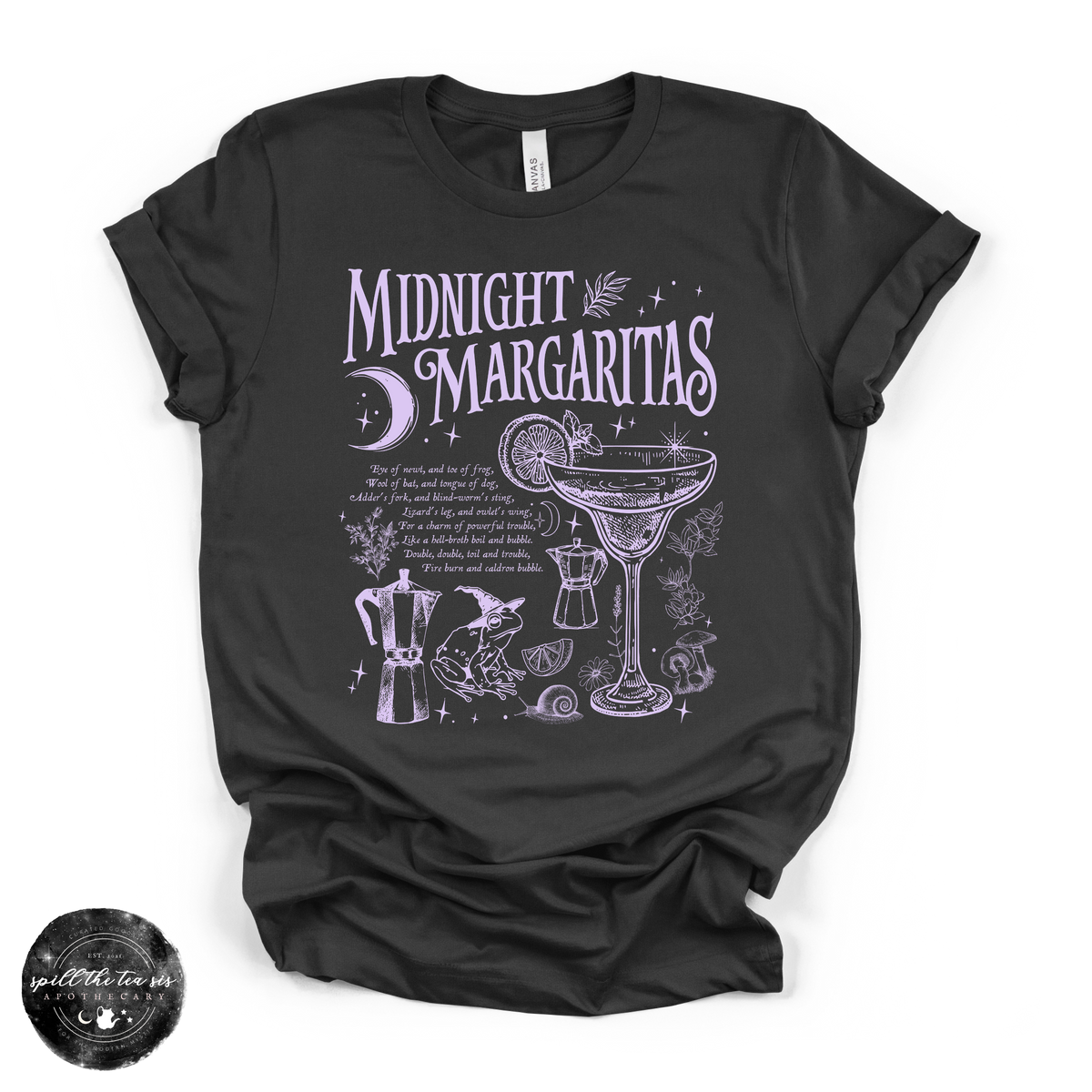 Midnight Margaritas Spell Tee | Witchy Cocktail Graphic T-Shirt