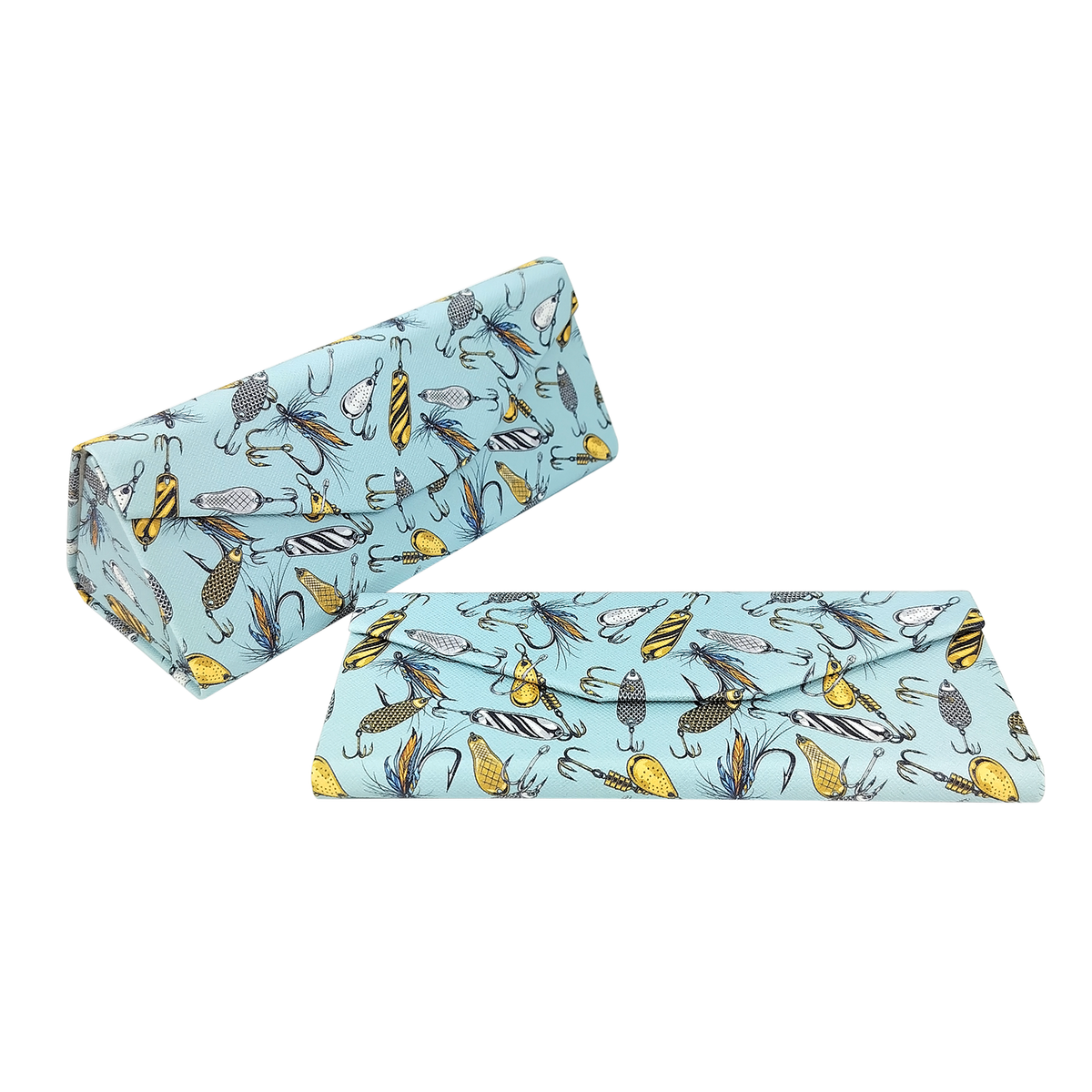 Fishing Lures Glasses Case - Vegan Leather Folding Hard Shell Case