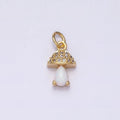 Gold Filled Opal Mushroom Charm Micro Pave Tiny Shroom Magic Add on Charm AC-563