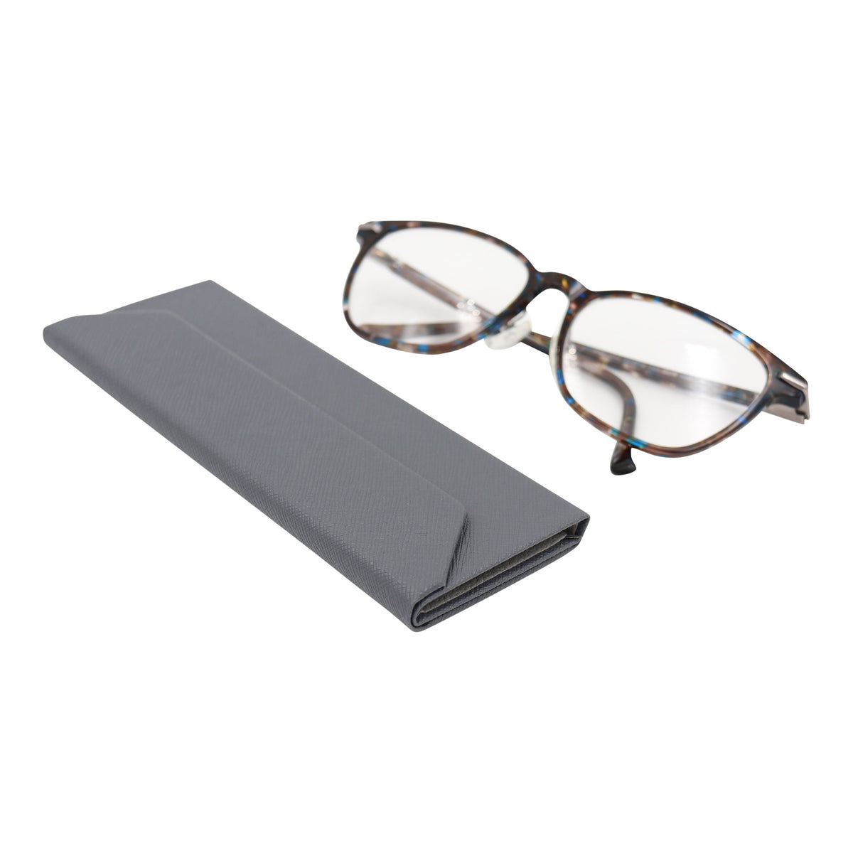 Grey Solid Color Glasses Case - Vegan Leather Magic Folding Hardcase