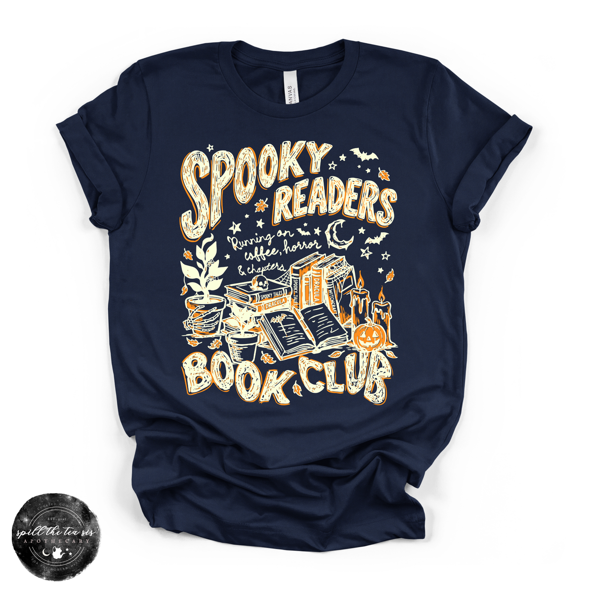 Spooky Readers Book Club Tee | Book Lover  Graphic T-Shirt {WHITE DESIGN}