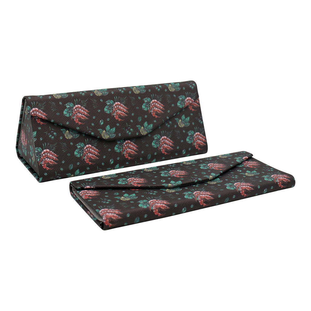 Shrimp Print Glasses Case - Vegan Leather Magic Folding Hardcase