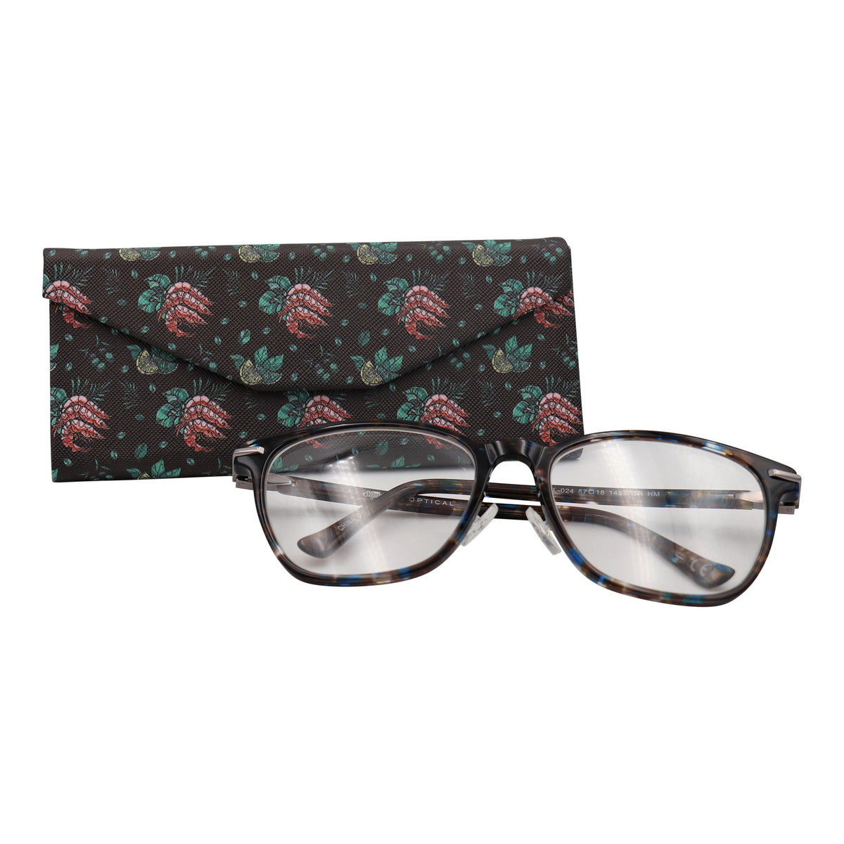 Shrimp Print Glasses Case - Vegan Leather Magic Folding Hardcase