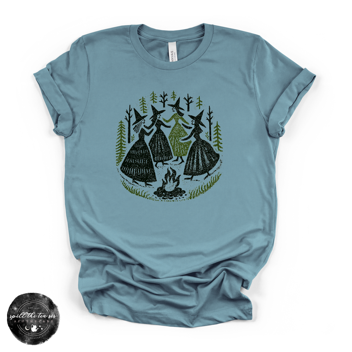 Four Dancing Witches Tee | Moonlit Coven Graphic T-Shirt